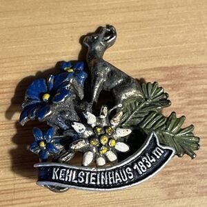 Vintage Kehlsteinhaus Germany Eagles Nest 1" Floral & Dear Brooch